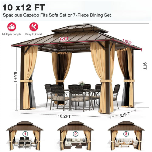 Aluminum Hardtop Net Curtain Gazebo