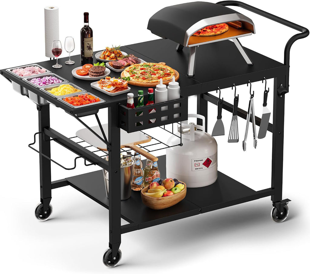 Grill Prep Pizza Oven Cart Table