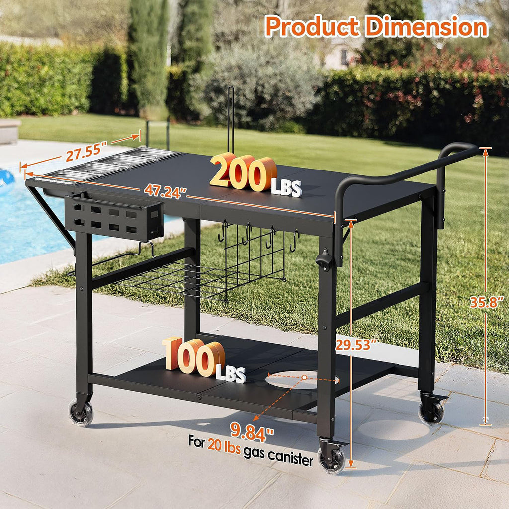 Grill Prep Pizza Oven Cart Table