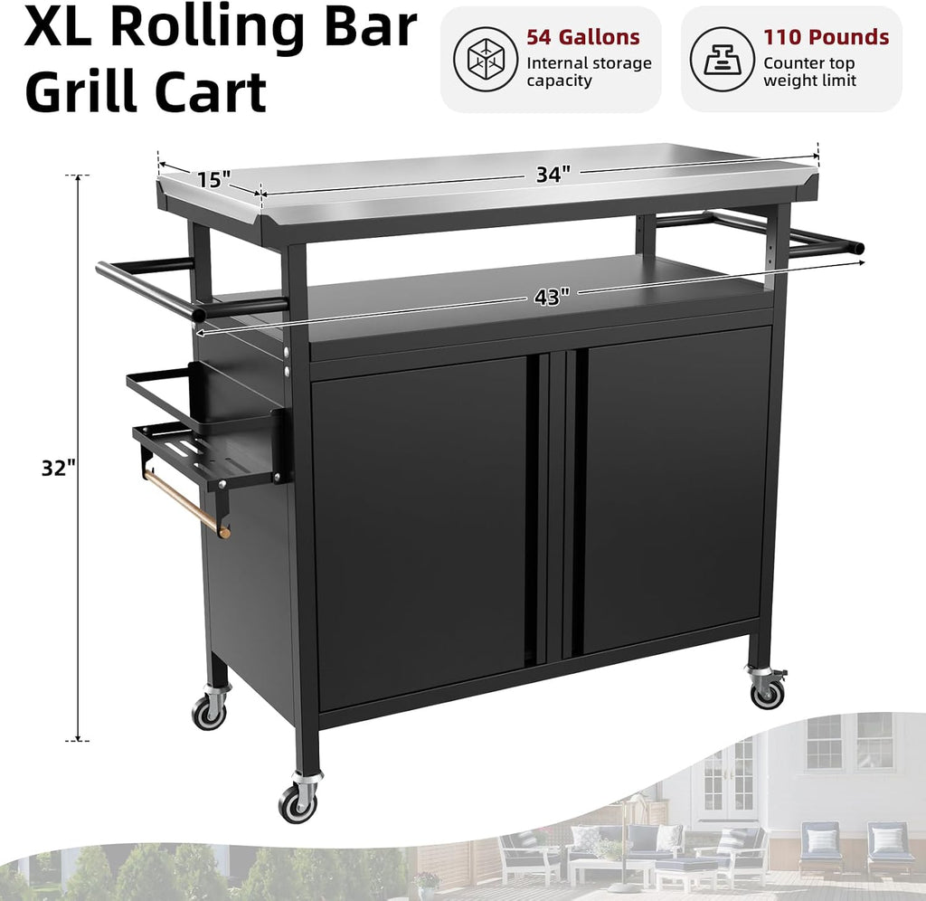 Storage Rolling Outdoor Grill Cart