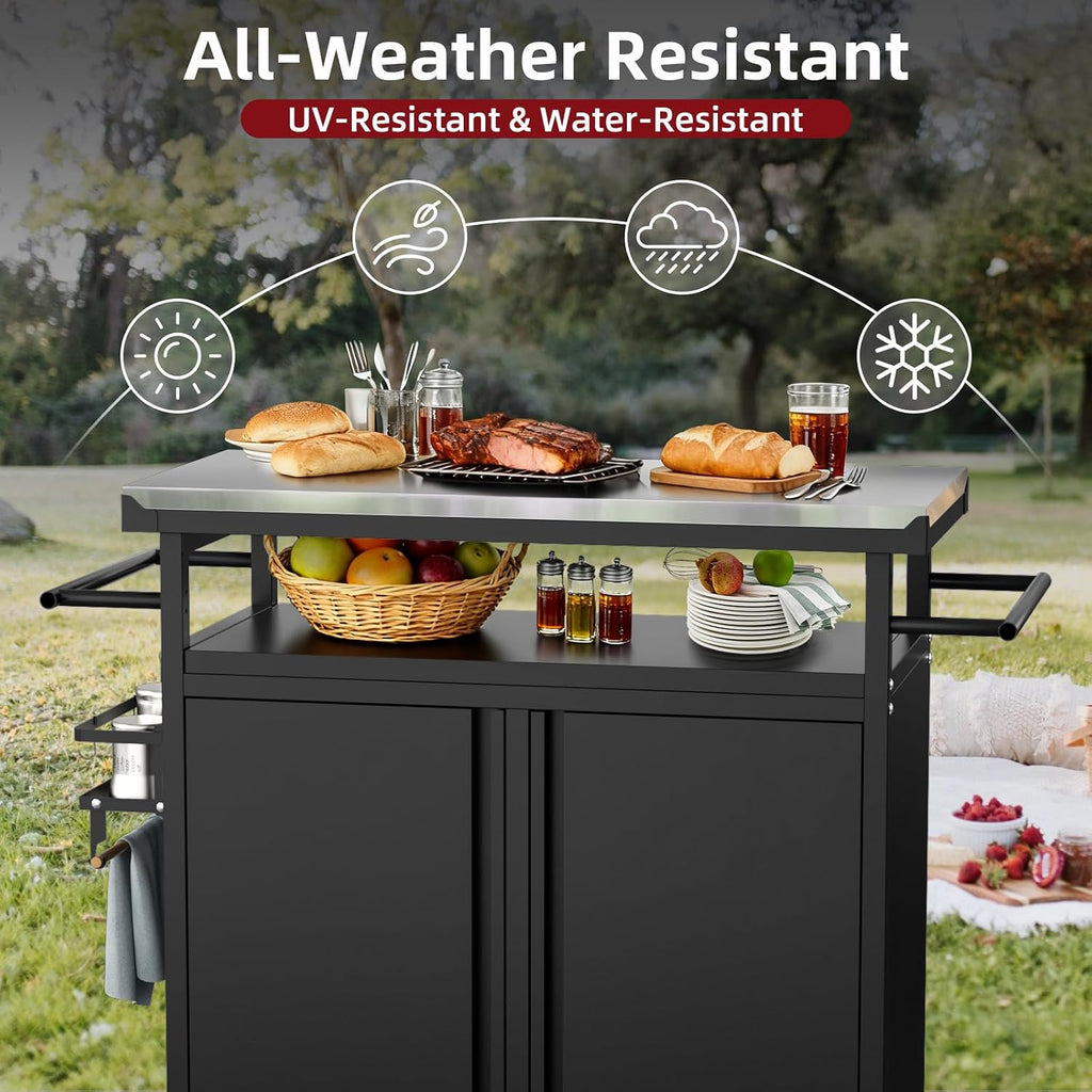 Storage Rolling Outdoor Grill Cart