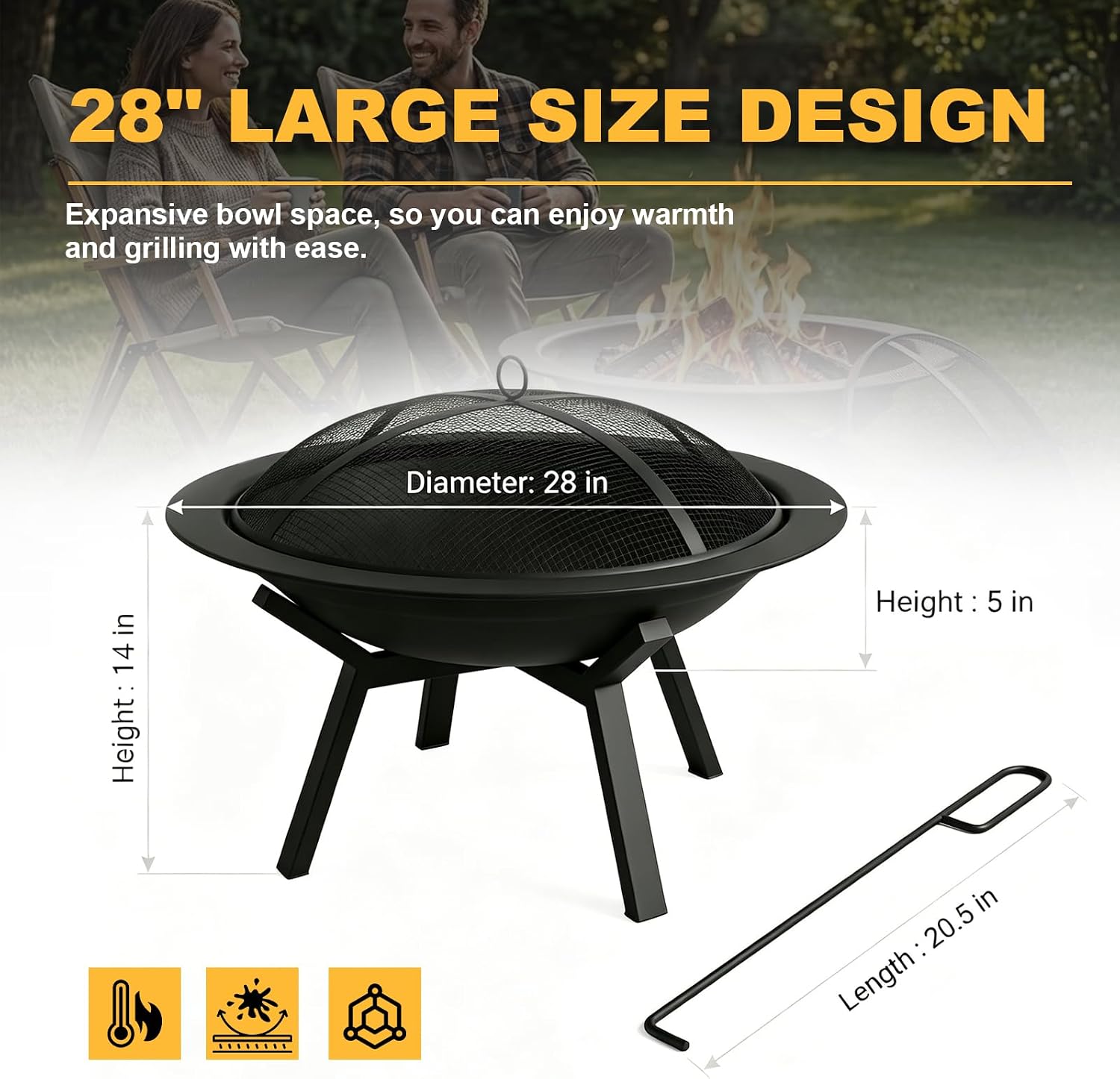 Steel Round Wood Burning Fire Pit