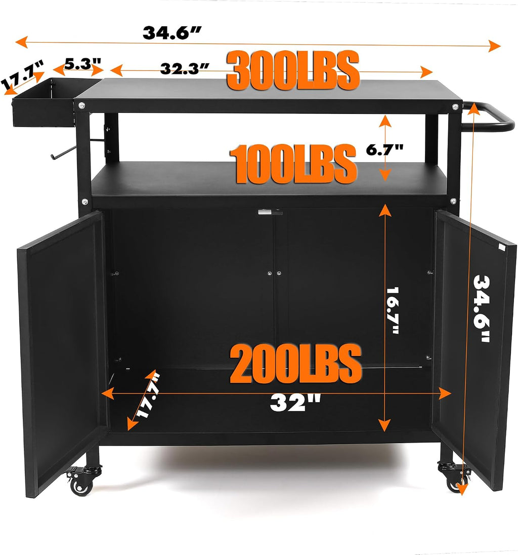 Stainless Rolling Storage Grill Cart