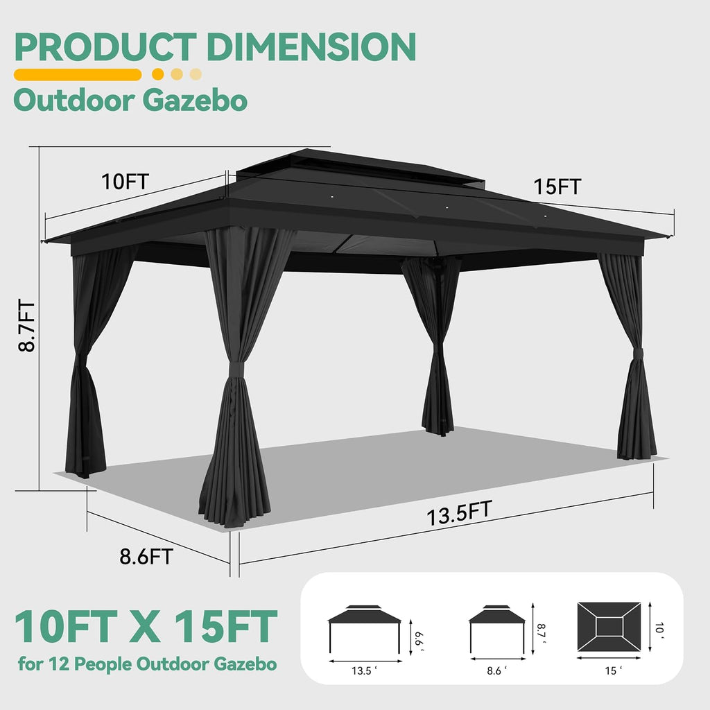 Steel Soft Top Curtain Gazebo