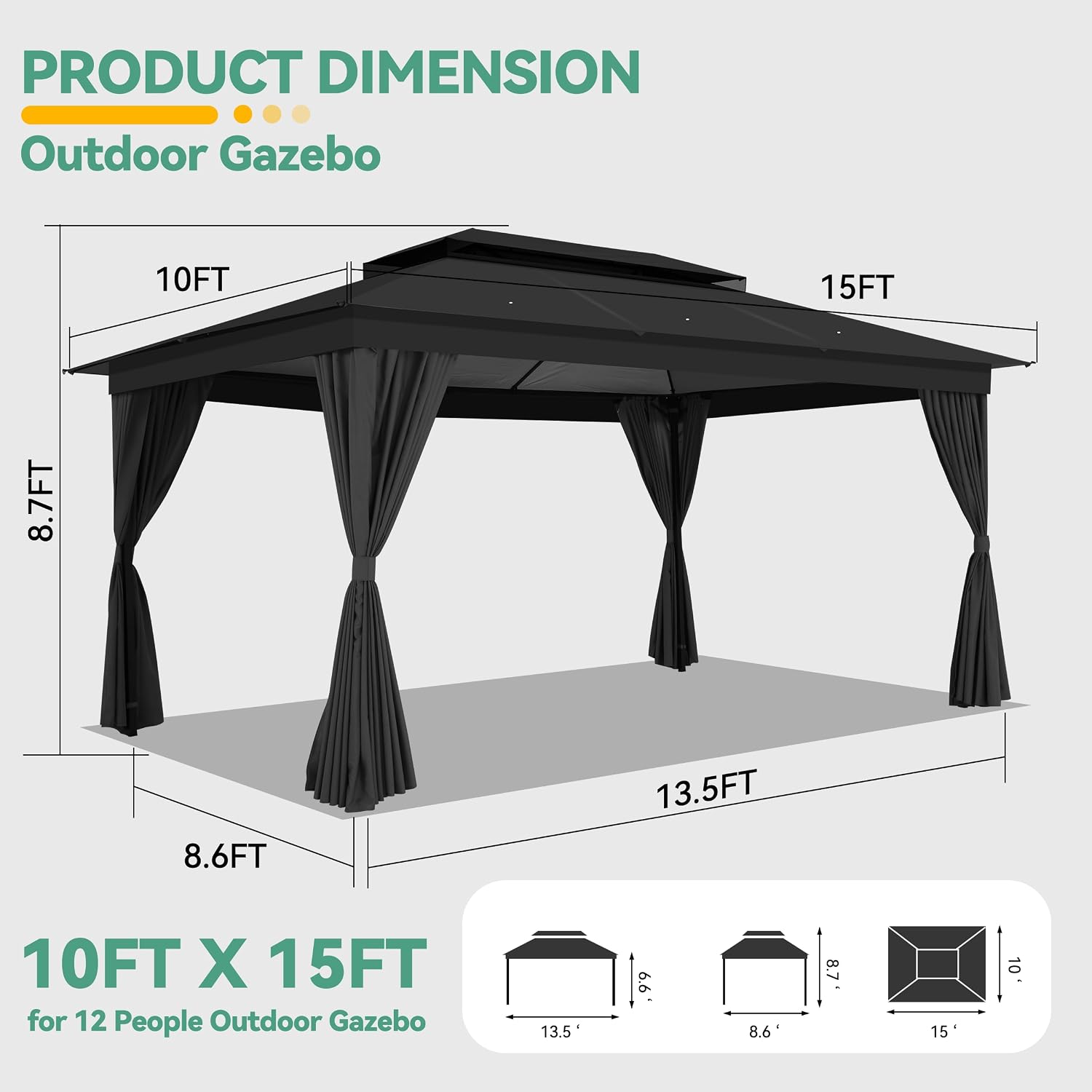 Steel Soft Top Curtain Gazebo
