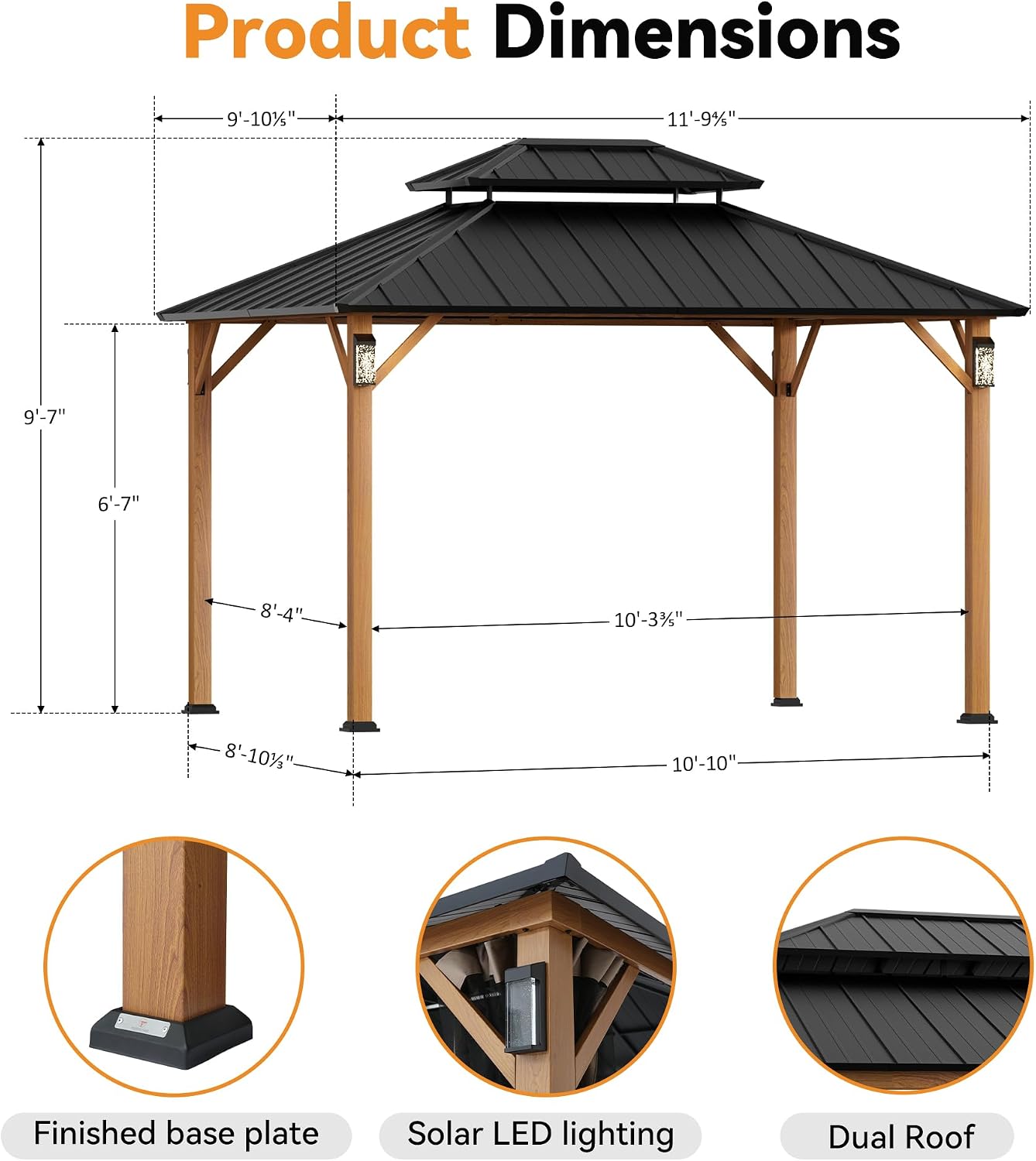 Steel Hardtop LED Patio Gazebo