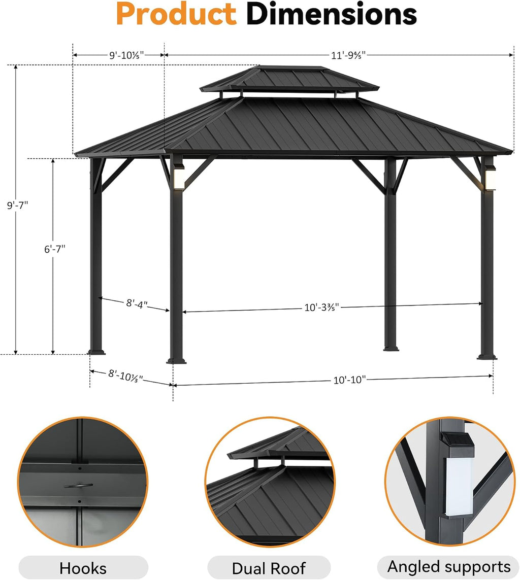 Steel LED Hardtop Patio Gazebo