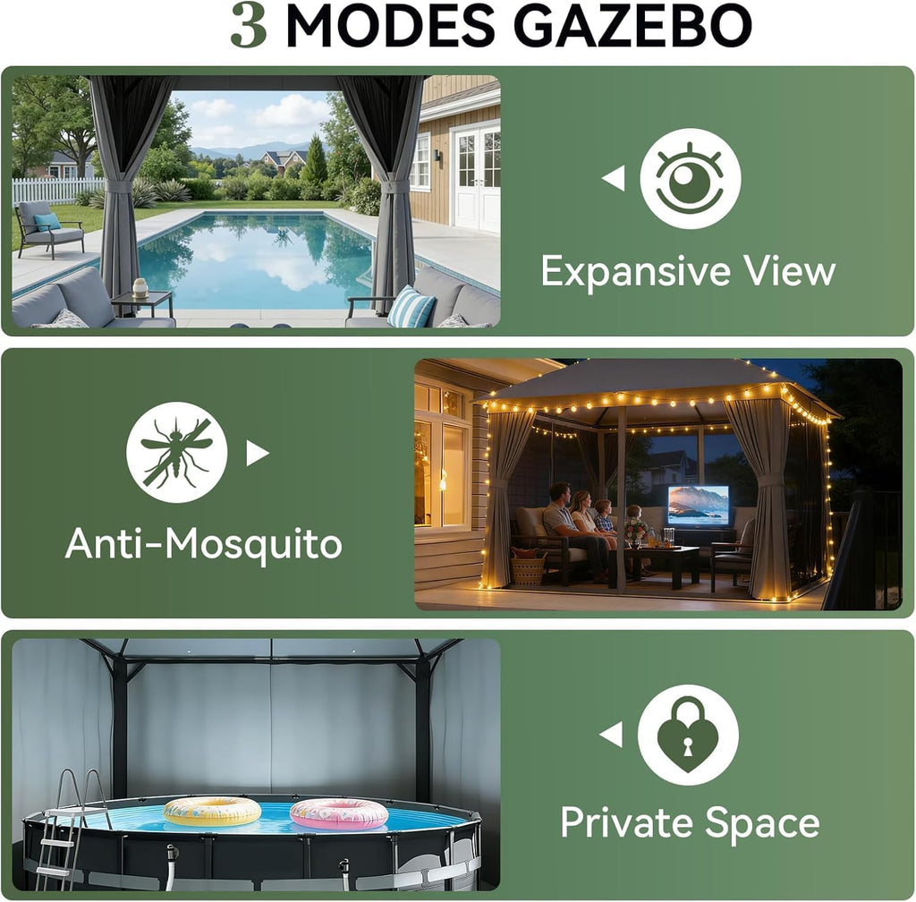 Metal Double Roof Net Gazebo