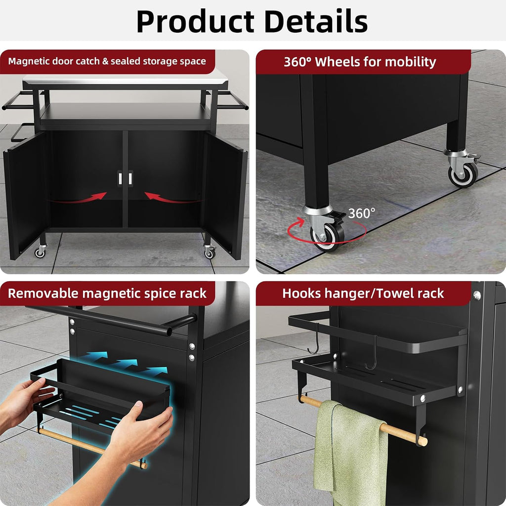 Storage Rolling Outdoor Grill Cart
