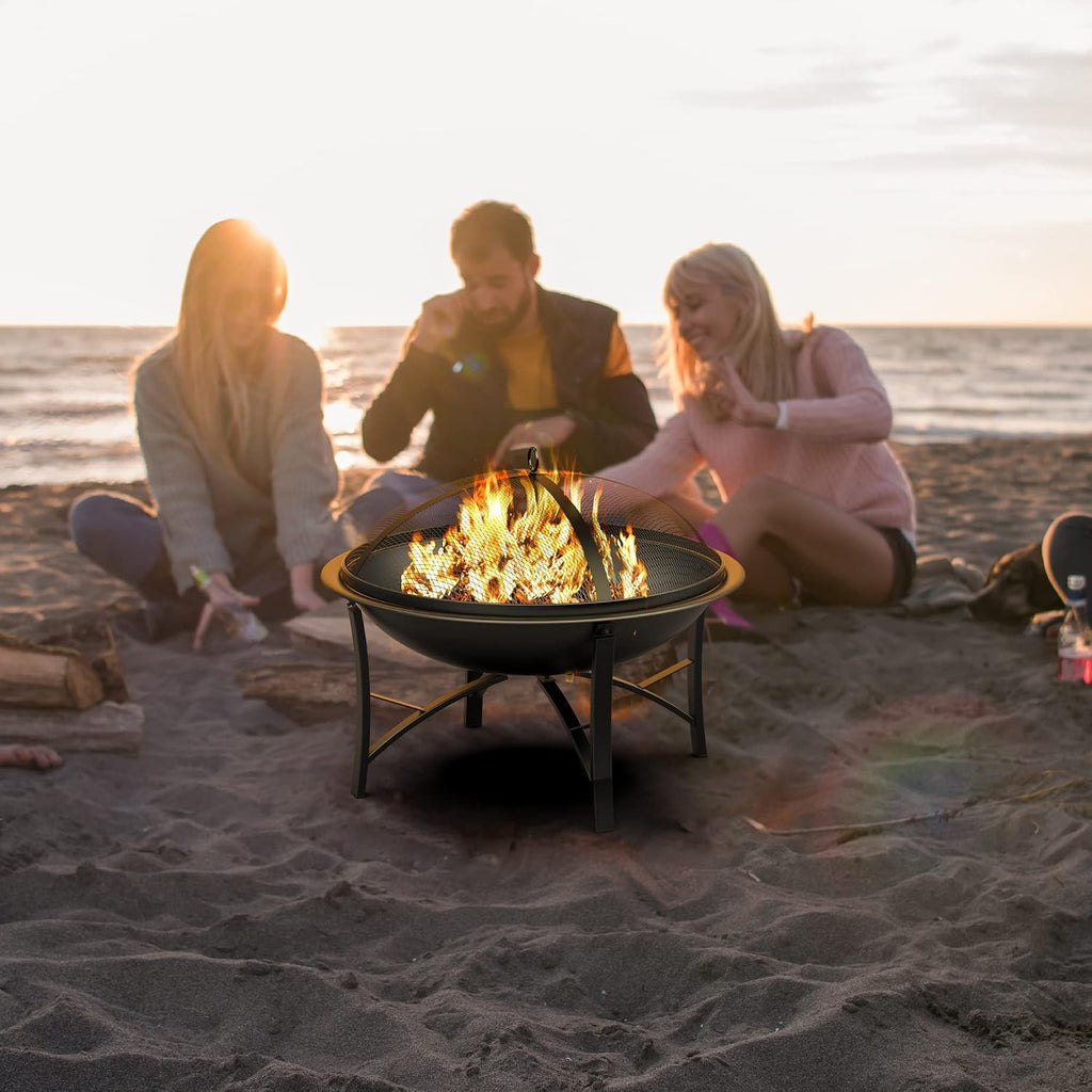Steel Wood Burning Fire Pit Grill
