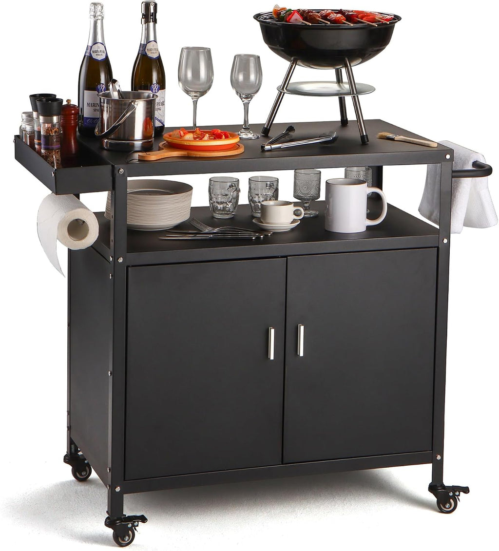 Stainless Rolling Storage Grill Cart