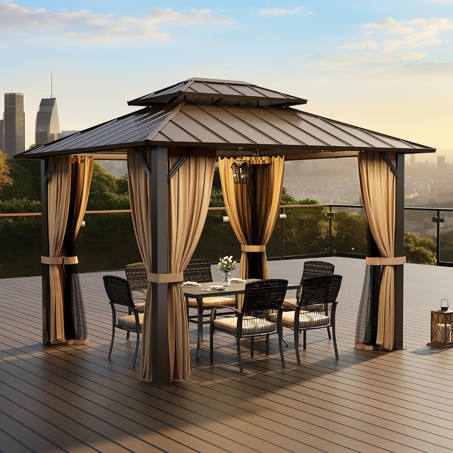 Aluminum Hardtop Net Curtain Gazebo