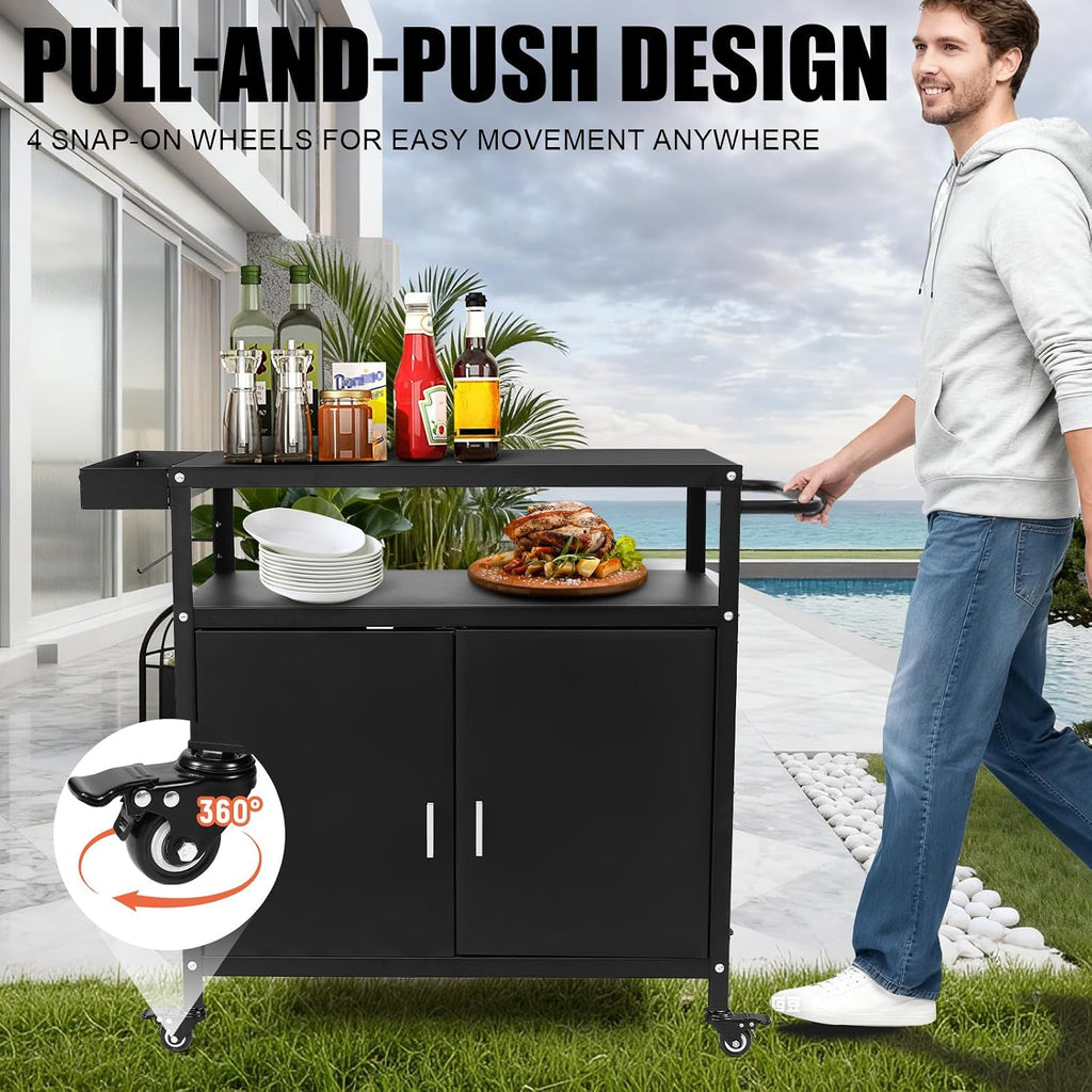 Stainless Rolling Storage Grill Cart