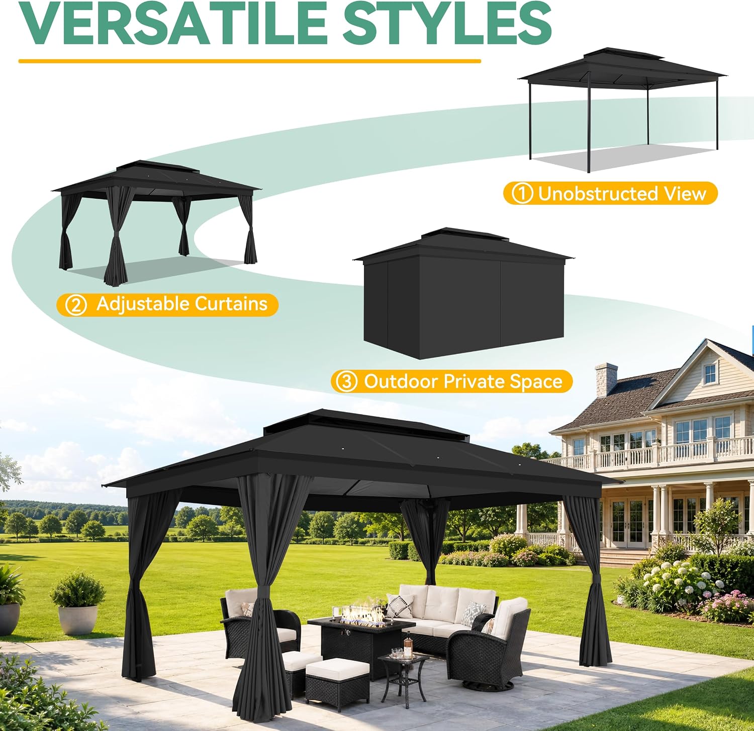 Steel Soft Top Curtain Gazebo