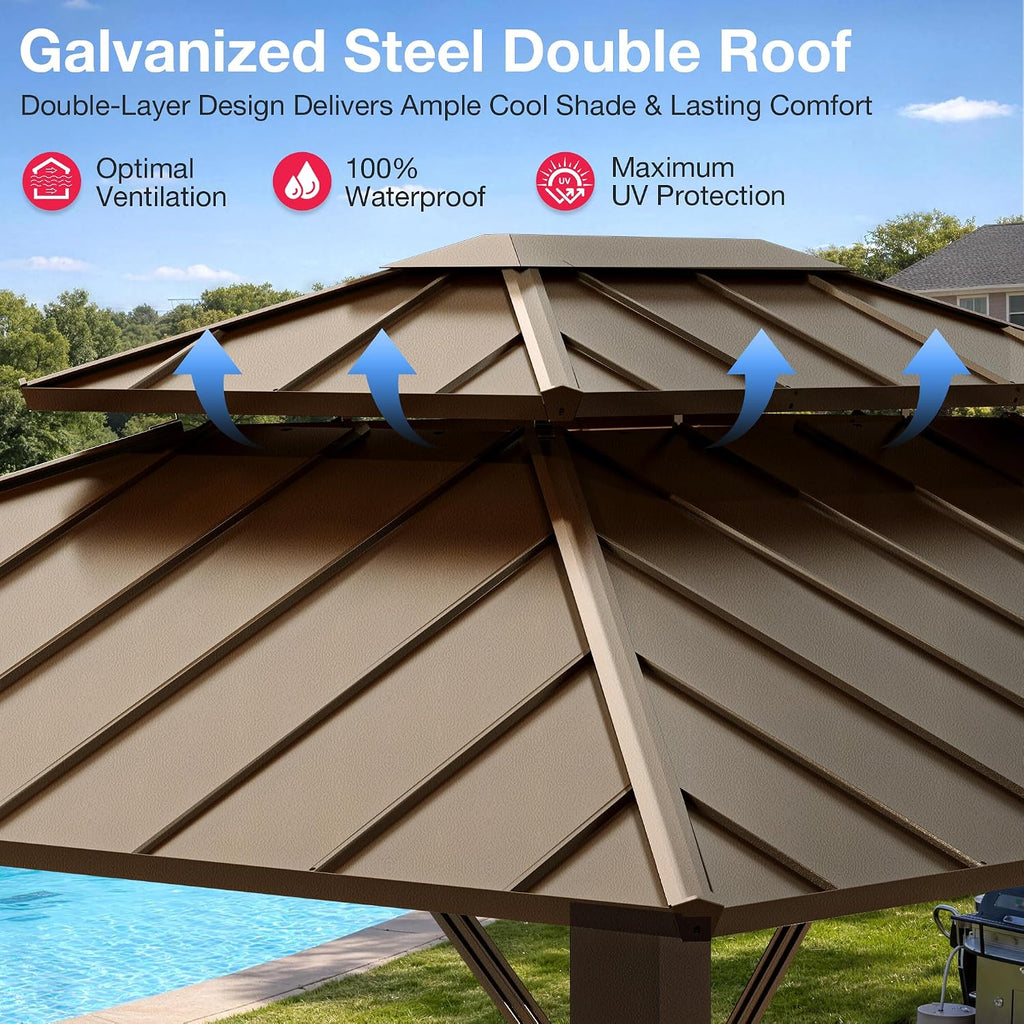 Aluminum Hardtop Net Curtain Gazebo