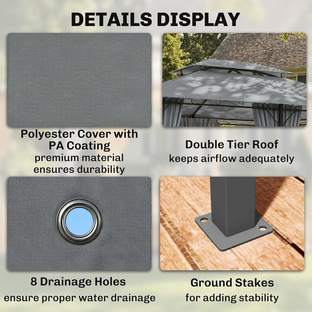 Steel Vented Curtain Patio Gazebo
