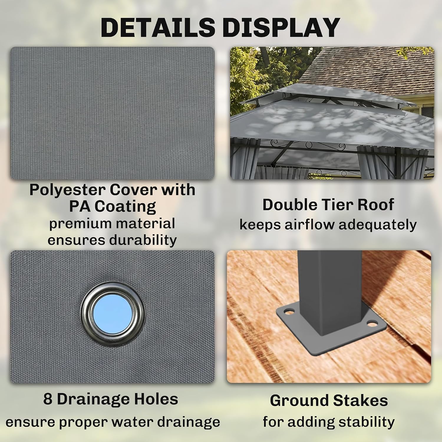 Steel Vented Curtain Patio Gazebo