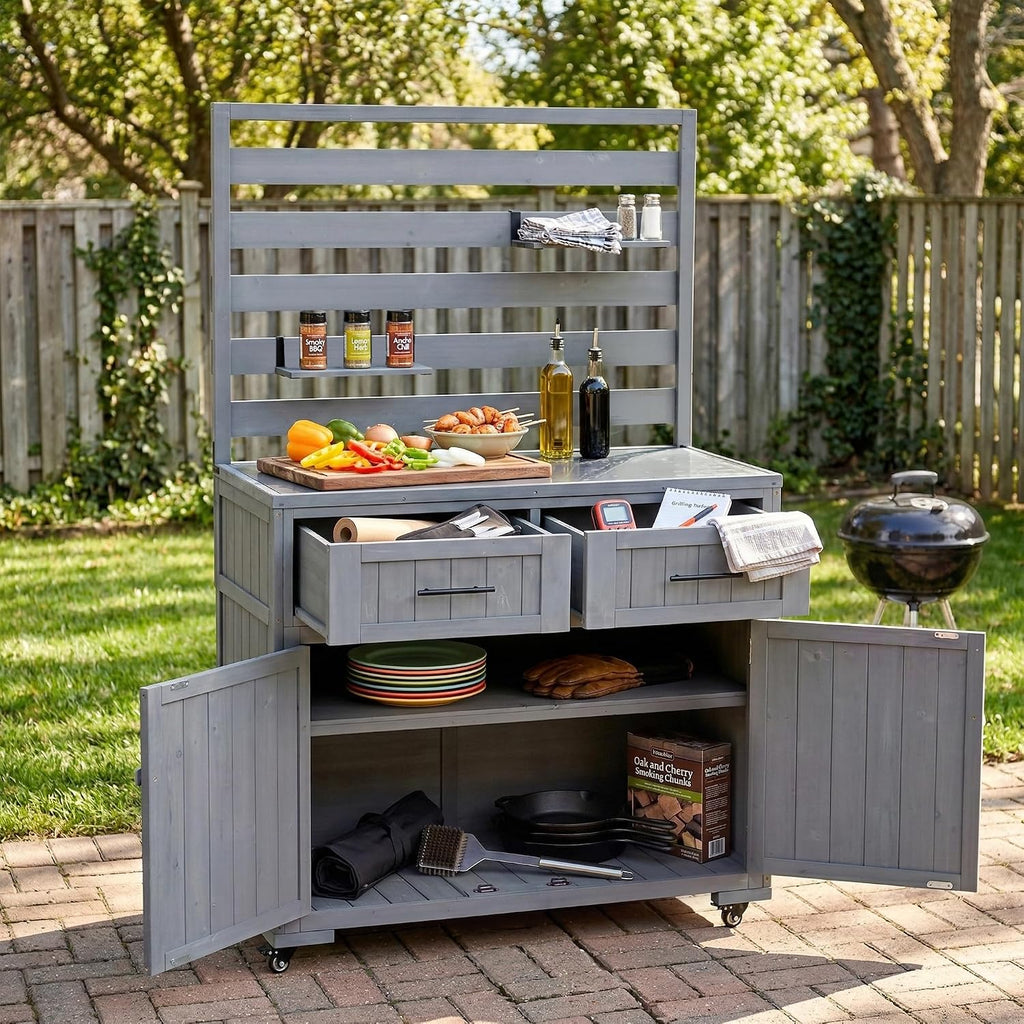 Stainless Storage BBQ Grill Cart
