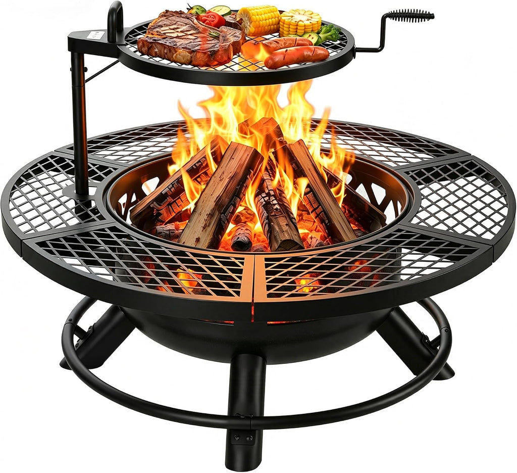 Wood Burning Patio Fire Pit Grill