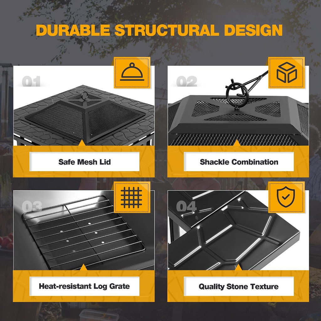 Metal Waterproof Cover Fire Pit Table