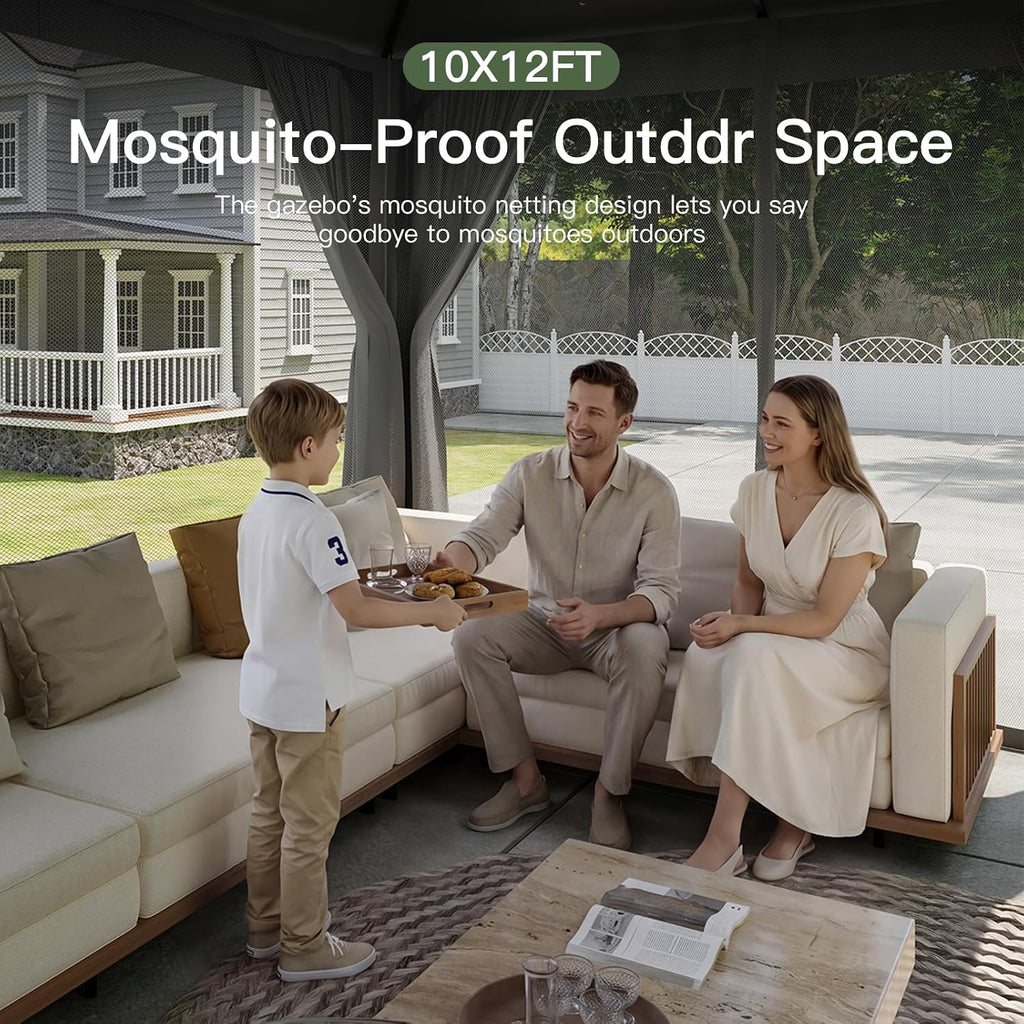 Metal Double Roof Net Gazebo