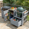 Wood Stainless Rolling Grill Cart