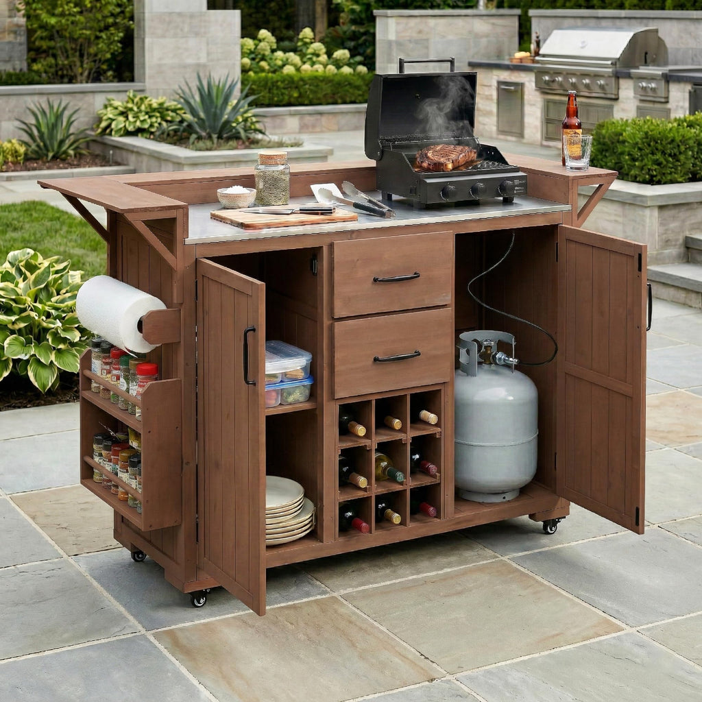 Stainless Rolling Storage Grill Cart