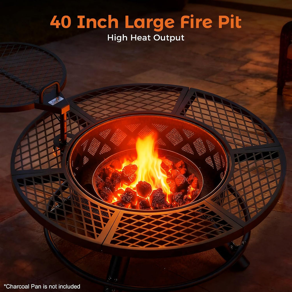 Wood Burning Patio Fire Pit Grill