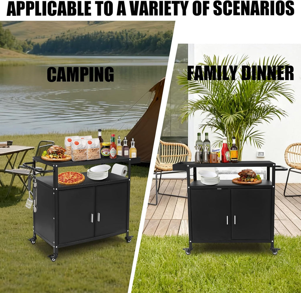 Stainless Rolling Storage Grill Cart