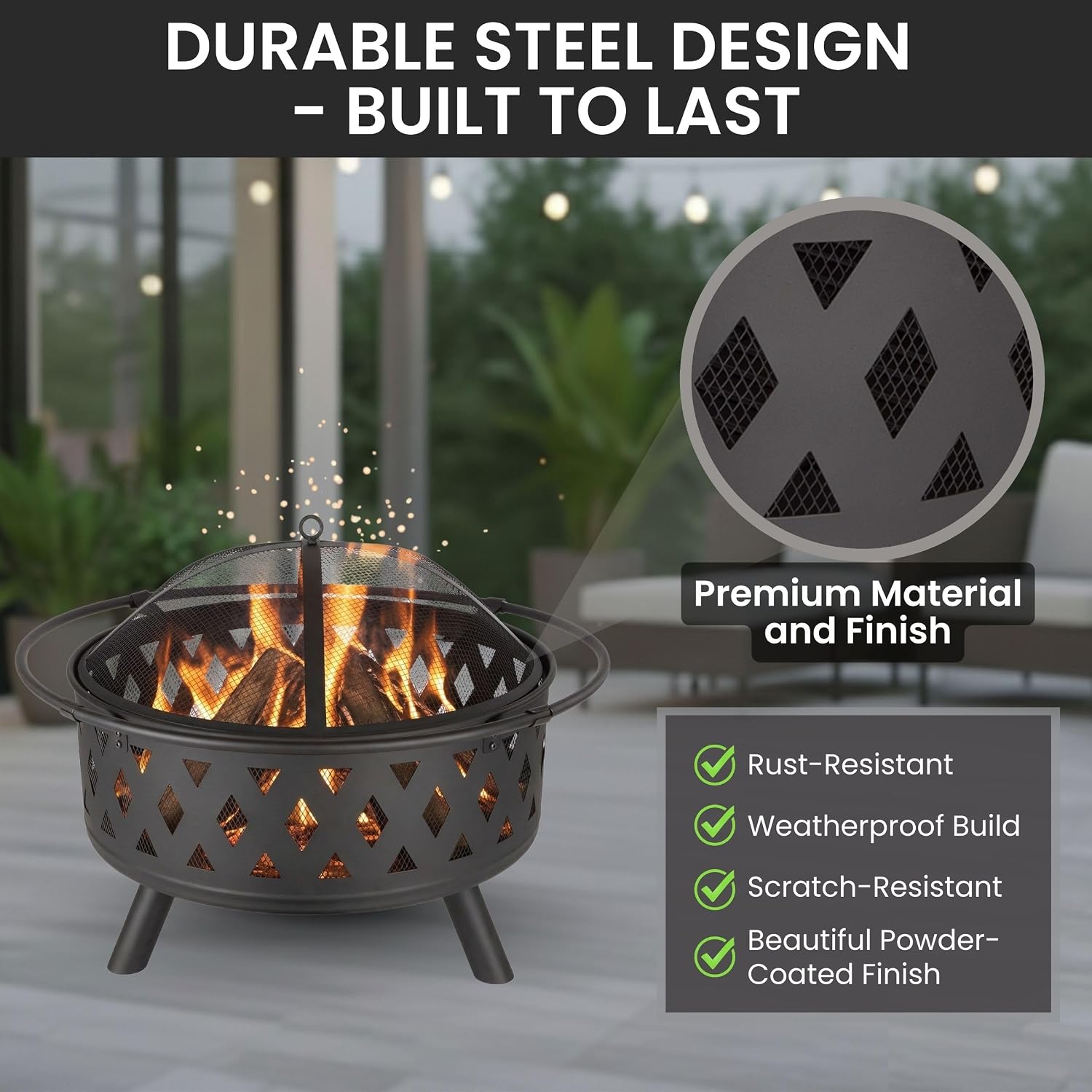 Wood Burning Screen Cover Fire Pit