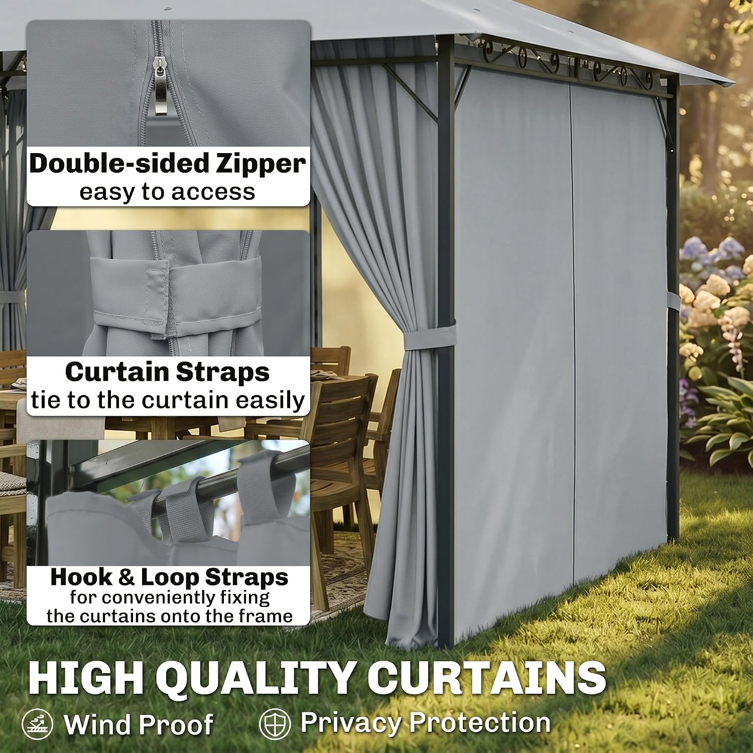 Steel Vented Curtain Patio Gazebo