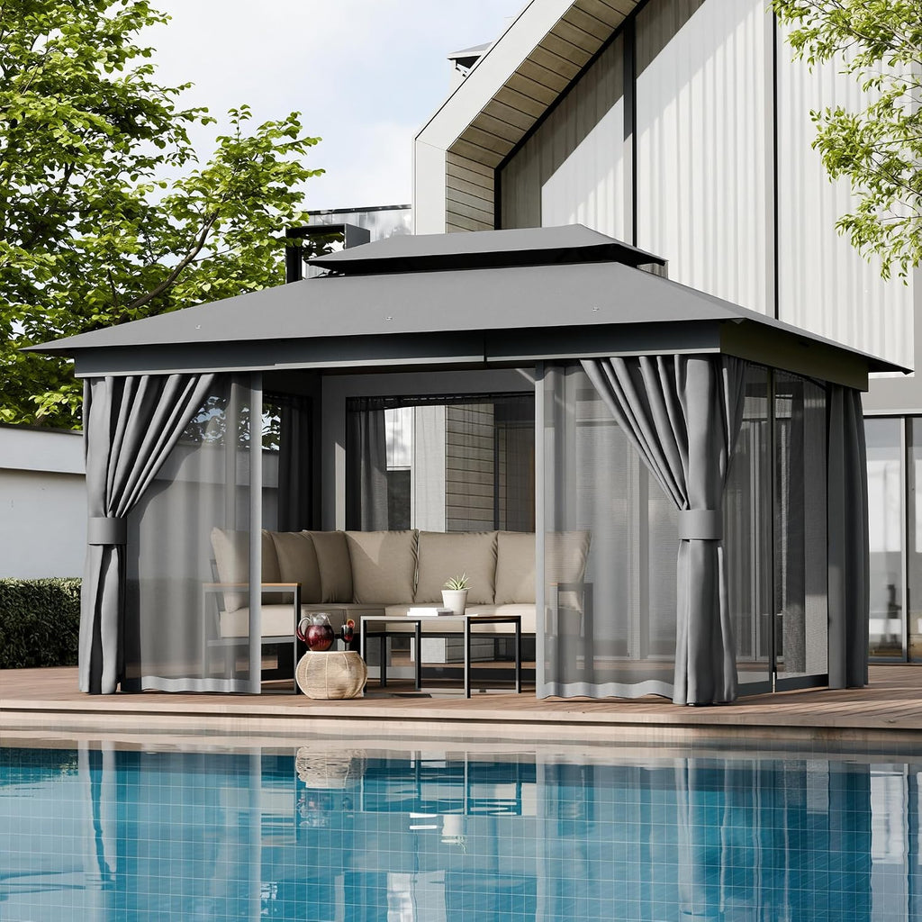 Metal Double Roof Mesh Gazebo
