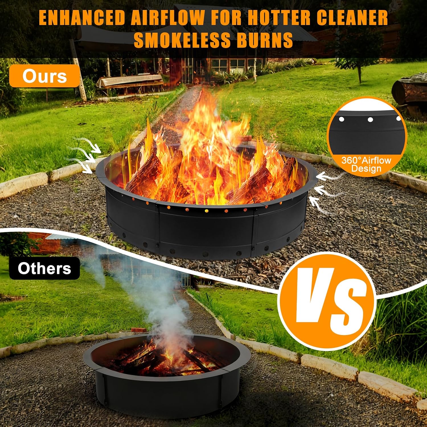 Steel Smokeless Vent Fire Pit Ring