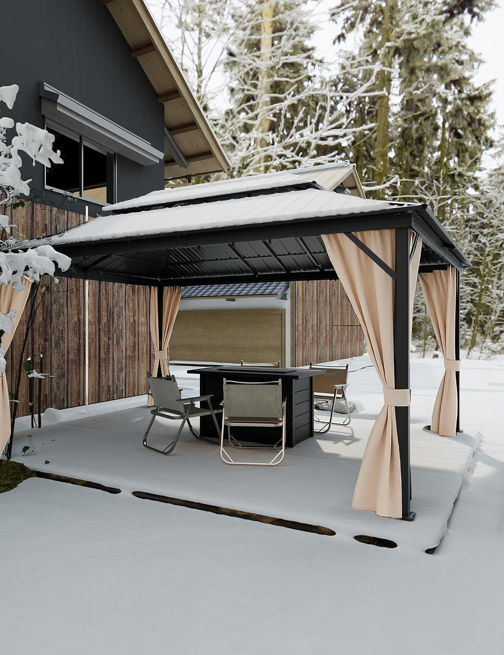 Steel Hardtop Curtain Patio Gazebo