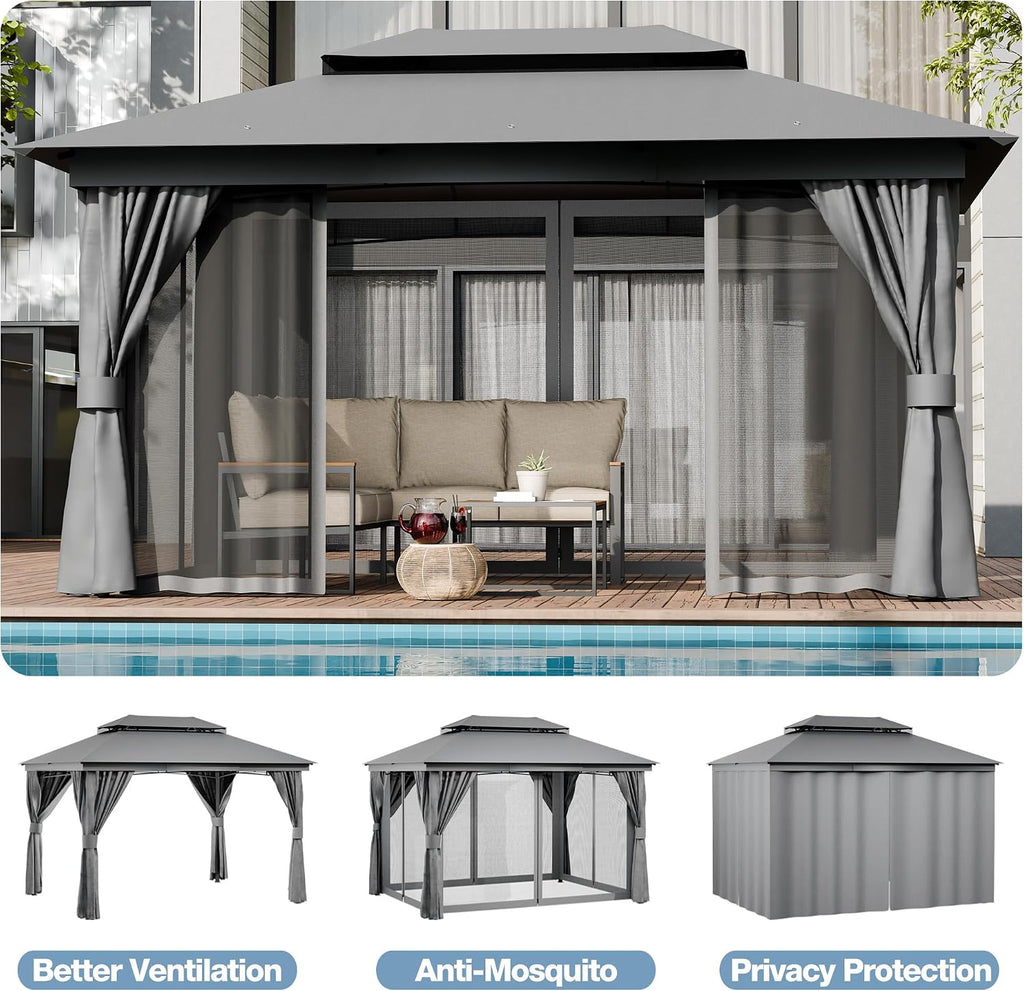 Metal Double Roof Mesh Gazebo