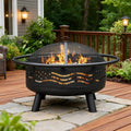 Flag Wood Burning Fire Pit Set