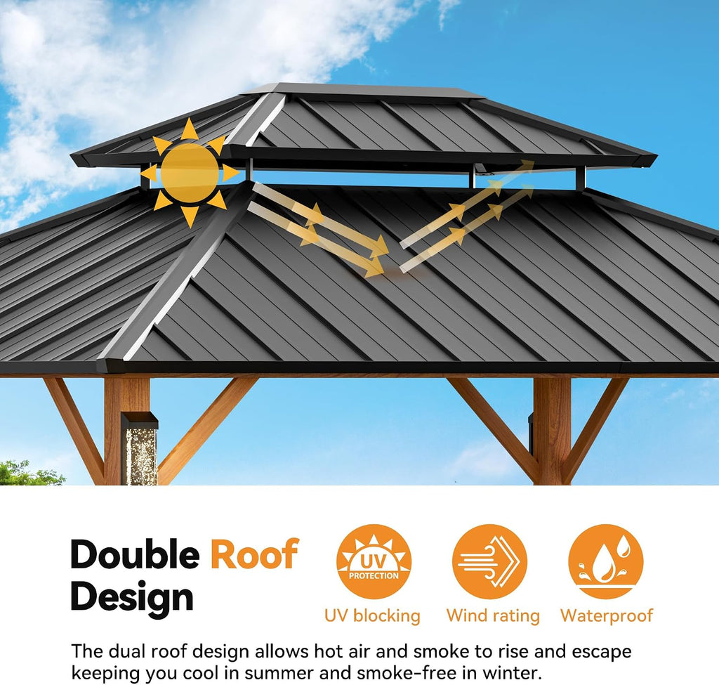 Steel Hardtop LED Patio Gazebo