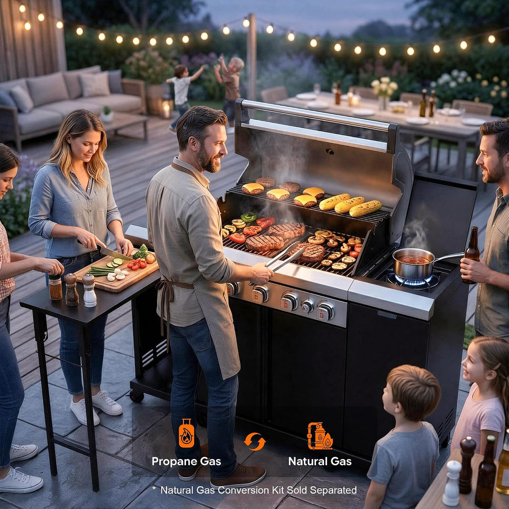 Stainless 5 Burner Gas Grill Island