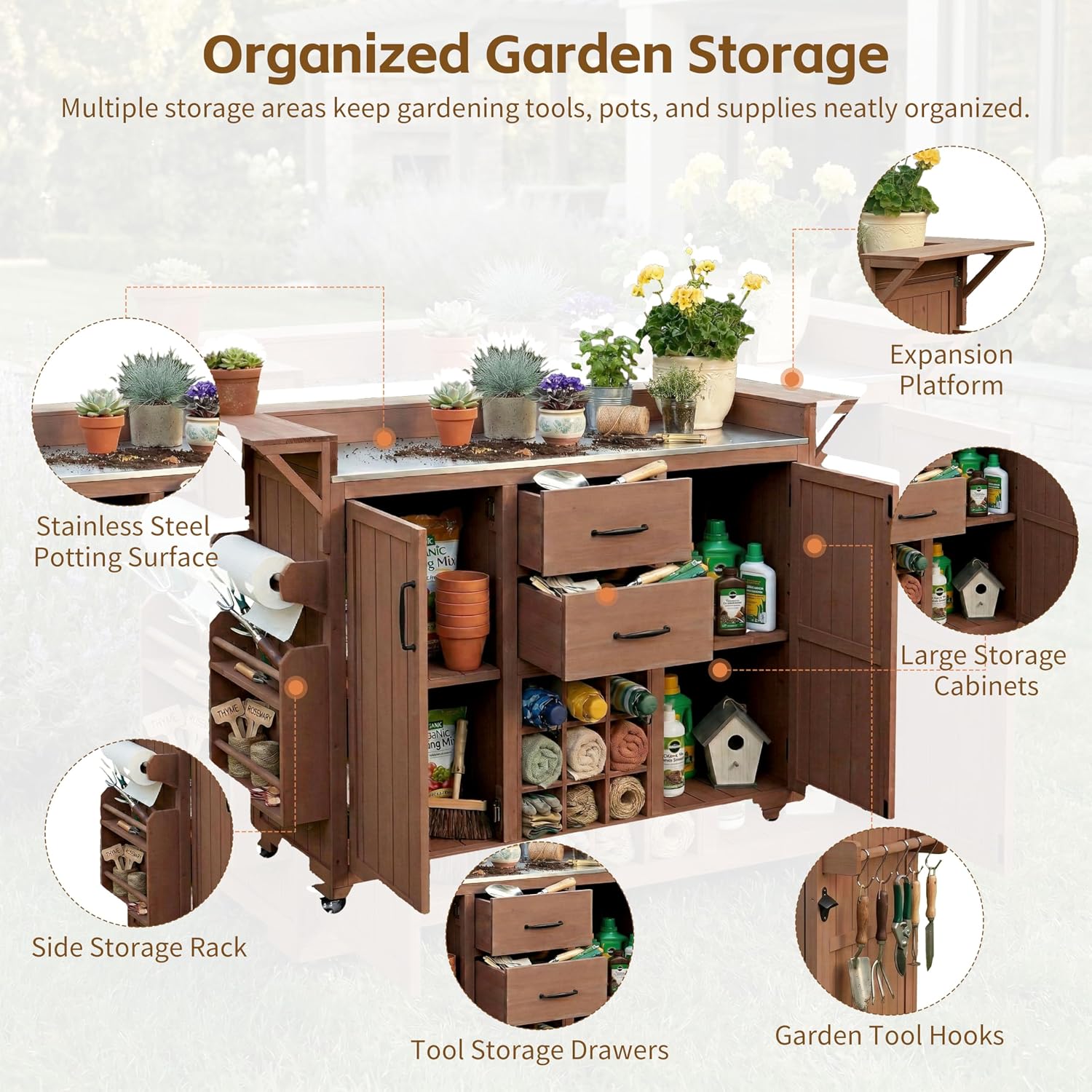 Stainless Rolling Storage Grill Cart