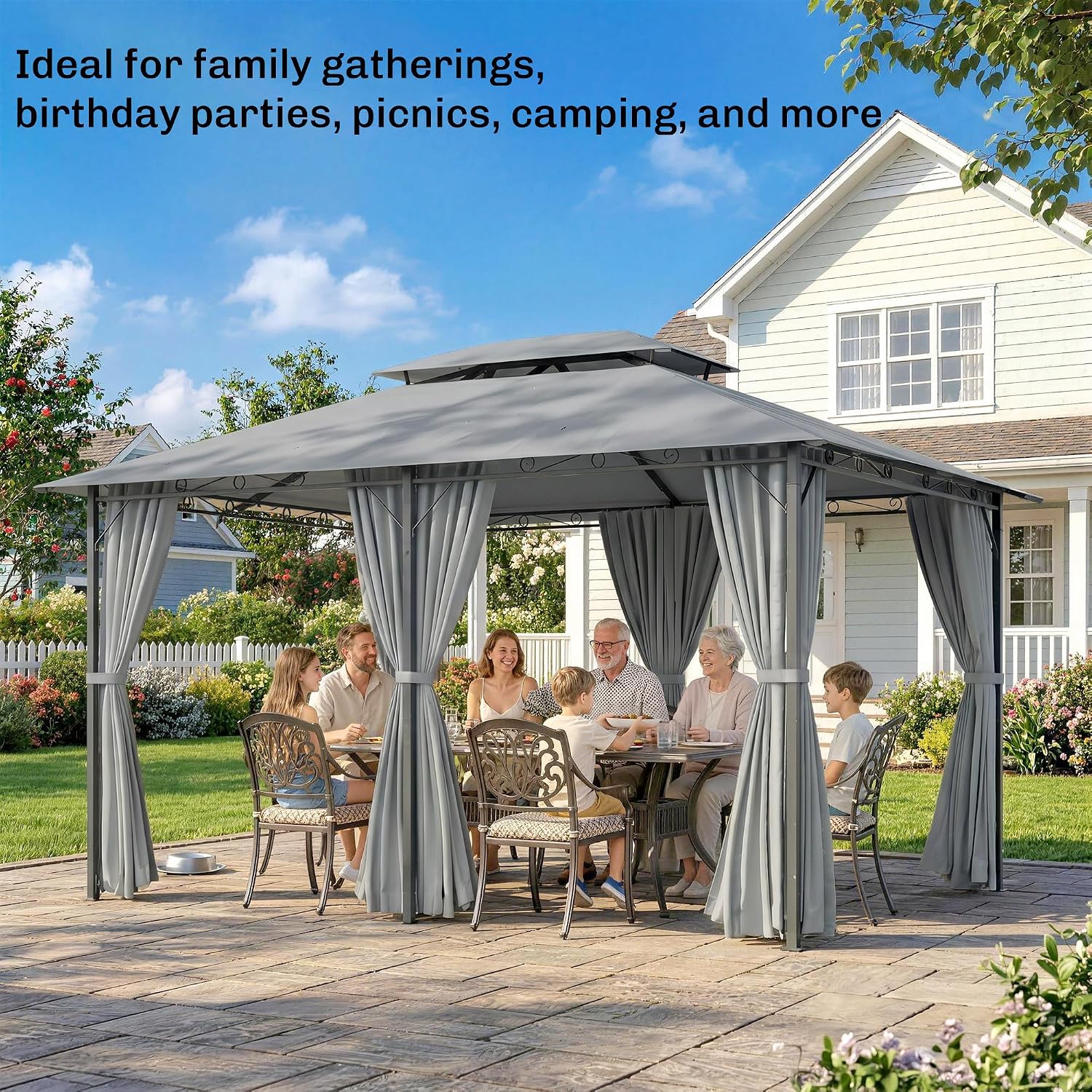 Steel Vented Curtain Patio Gazebo