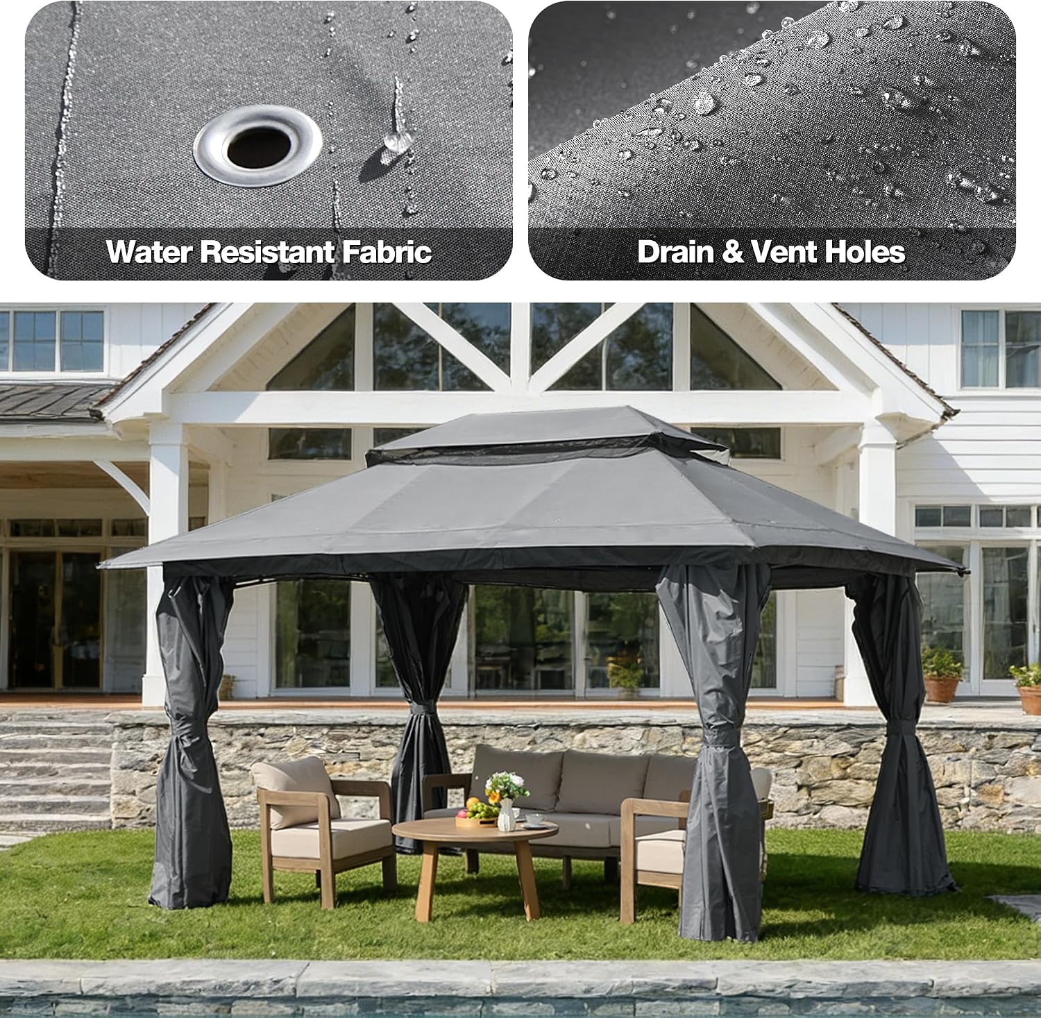Metal Double Roof Mesh Gazebo