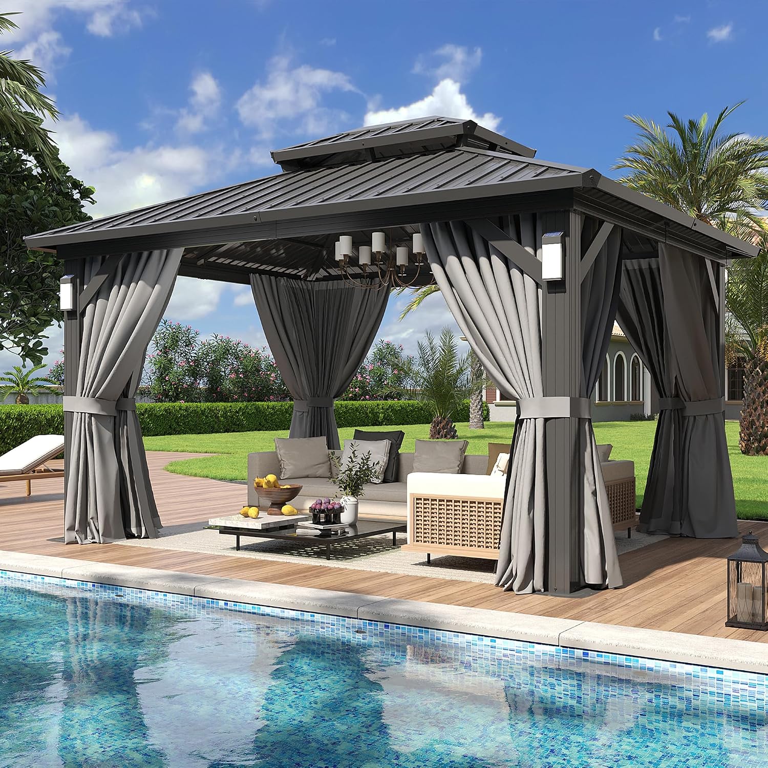 Steel LED Net Curtain Gazebo