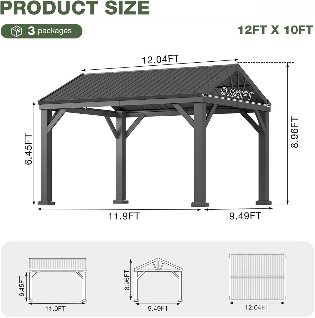 Steel Hardtop Netting Patio Gazebo