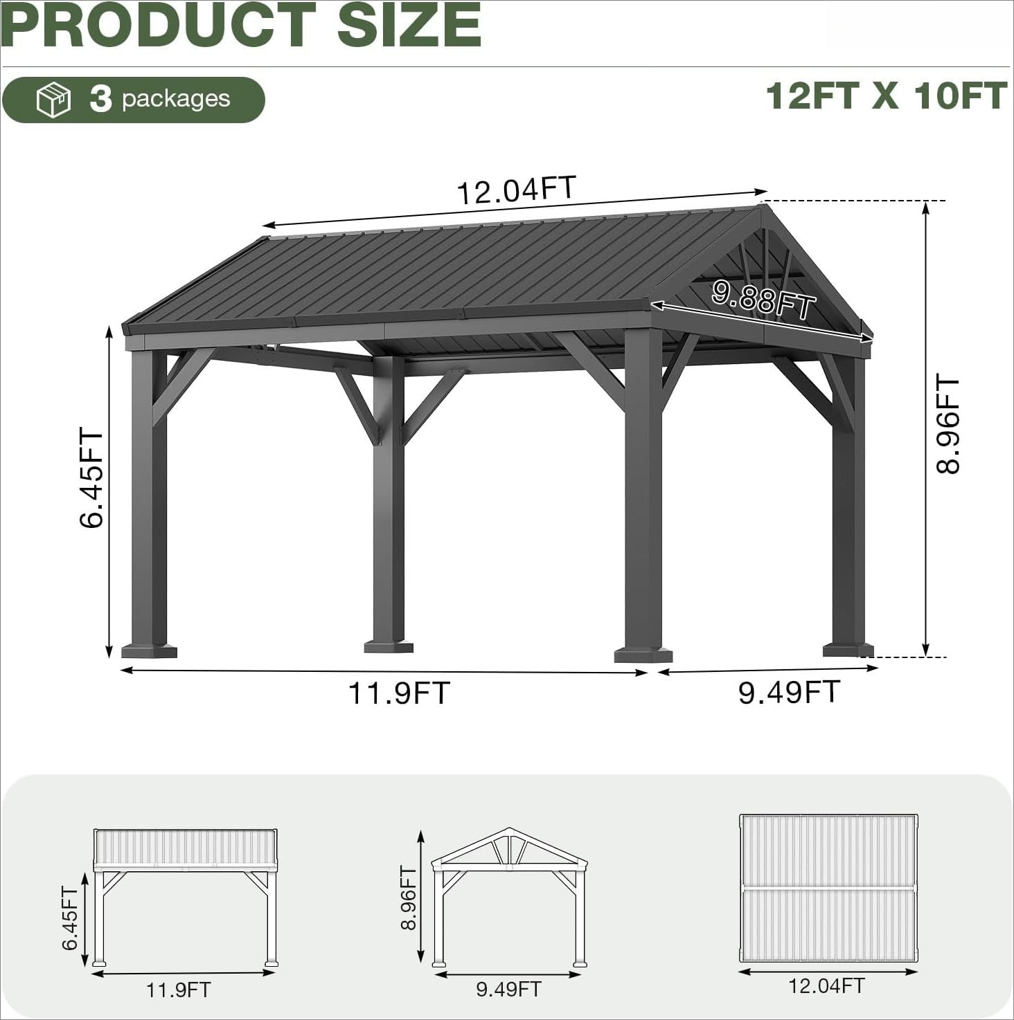 Steel Hardtop Netting Patio Gazebo